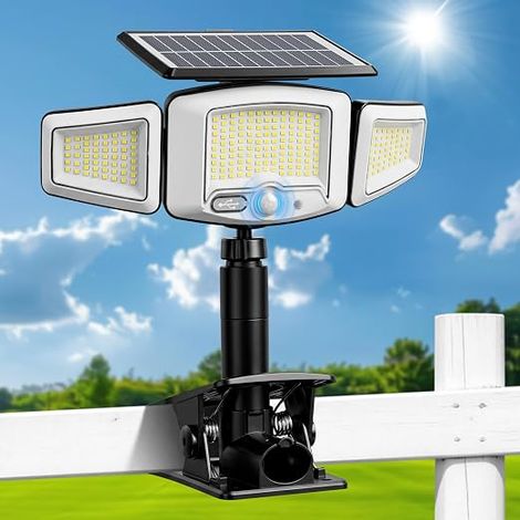 1 x Outdoor Solar Light with Motion Sensor, 231 LED Clip-on-USB Solar Outdoor Light, 3 Modes & IP65 Waterproof, Solar Wall Light Outdoor Lighting for Fence Garden (1/5)
