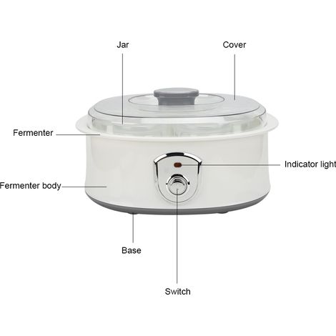 yogurtera automática, 1,5 l, dispositivo de fermentación a temperatura constante, carcasa de ABS, 7 tarros de 180 ml para la elaboración casera de yogur, 220–240 V, enchufe europeo. (1/5)