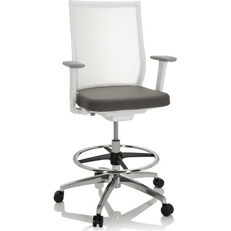 Arbeitsstuhl / Counterstuhl ASPEN WORK W Netzstoff transparent / Sitz Stoff grau hjh OFFICE (1/5)