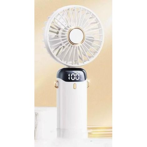 Faltbarer tragbarer Ventilator mit 5 Geschwindigkeitsstufen, 3-in-1 (tragbar/Nacken/Tisch), geeignet für den Innen- und Außenbereich (weiß). (1/5)