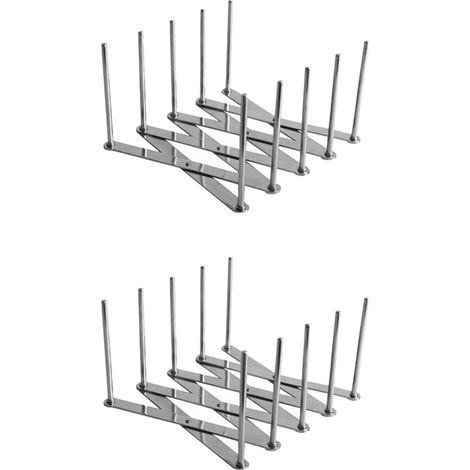 Organisateur d'ustensiles de cuisine, couvercle de casserole en acier inoxydable, support de plaque, 4 sections, longueur réglable, peut être étendue jusqu'à 19" (1/5)