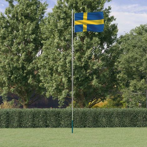 vidaXL Drapeau de la Suède et mât 6,08 m Aluminium