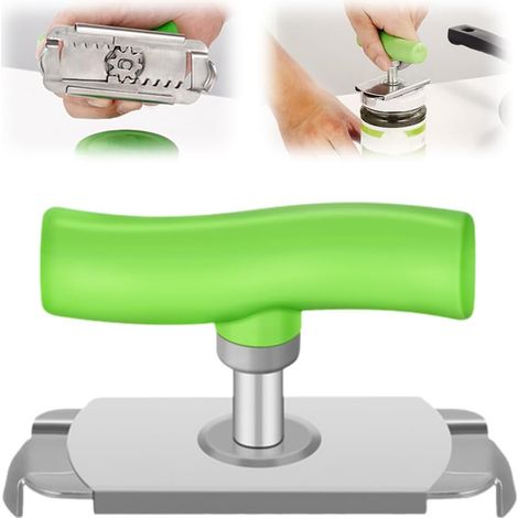Ouvre-bouteille multifonctionnel et réglable, modèle 2026, ouvre-boîte en acier inoxydable, idéal pour les personnes âgées souffrant d'arthrite et facilitant l'ouverture des bouteilles (vert). (1/5)
