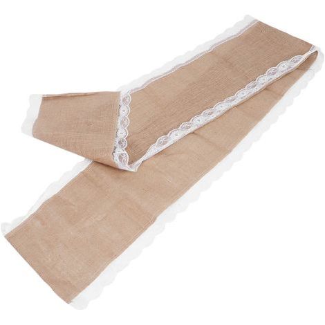 Tapis de table en jute avec dentelle, nappe artisanale pour mariage et décoration de maison (1/5)