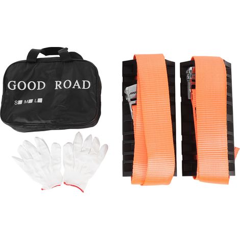 Sangles de Traction pour pneus, 2 pièces, forte adhérence, se décolle de la boue de neige, antidérapantes d'urgence avec des gants pour camion SUV (1/5)