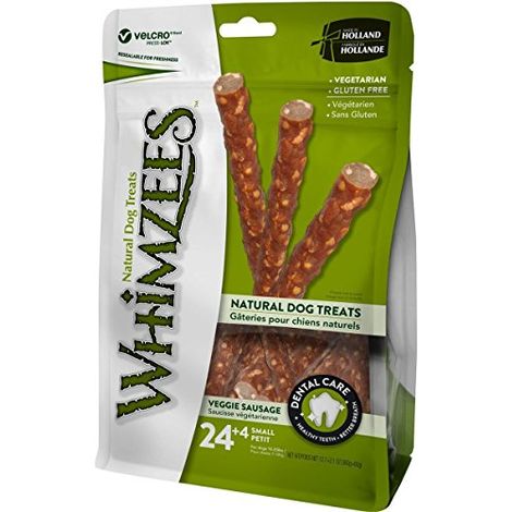 WHIMZEES Salsiccia Vegetariana S, Stix da Masticare Per l'igiene Dentale per Cani di Piccola Taglia (7-12kg), Ingredienti Naturali, Senza Cereali, 28 Pezzi, Taglia S (1/4)