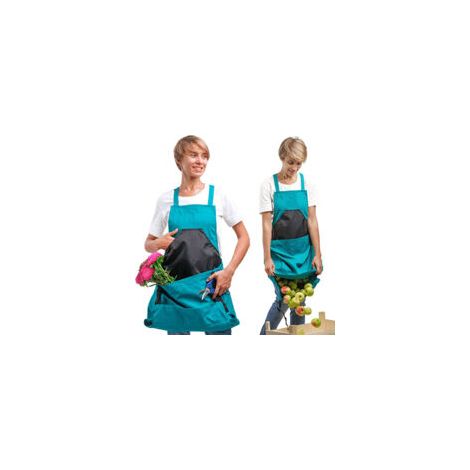 Tablier de récolte (bleu), sac en toile pour la cueillette des fruits - Tablier de récolte ajustable et de grande capacité avec ouverture inférieure et doubles clips pour les jardiniers