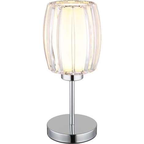 Tischleuchte Beistelllampe Leselampe verchromt Acryl Glas Wippschalter H 40 cm