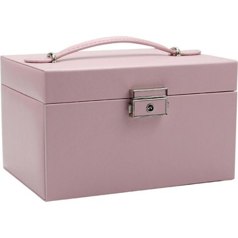 Coffret à bijoux 3 étages grande capacité porte-boucles colliers bagues avec miroir de maquillage - Rose