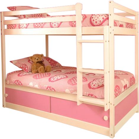 Wooden Slide Storage Bunk with Pink Doors