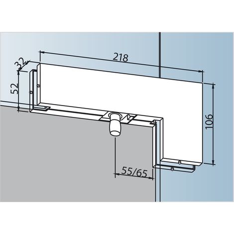 Winkeloberlichtbeschlag PT 40 mit Zapfen ø 15 mm, Glas 10 mm, Alu silber eloxiert (03.140)  Glastürbeschlag - Zubehör dormakaba