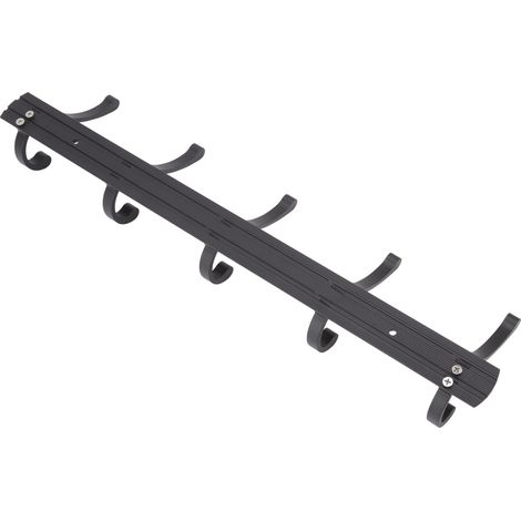 Crochets Porte-Manteaux Murale 5 Crochets Aluminium Épais Noir Moderne Minimaliste pour Salle de Bain