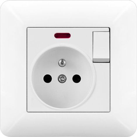 1 pièce Prise Électrique Murale 16A avec Interrupteur et LED – Prise Encastrable 240V Norme Française Blanc
