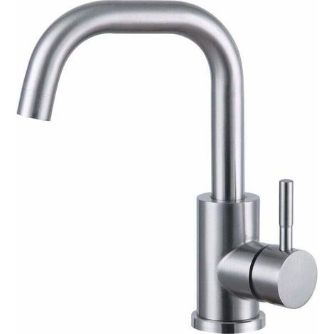 Rubinetto per bagno, rubinetto per lavabo girevole a 360°, rubinetto per lavabo a L con beccuccio alto, rubinetto per lavabo facile da montare per bagno senza cucina, spazzolato (1/4)