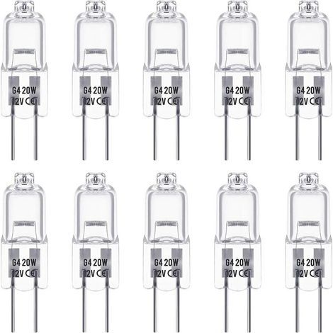 G4 Halogen Bulbs, 12V 20W Halogen Pin Base Lamp, Warm White 3000K, 350LM, Dimmable, Low Voltage G4 Halogen Lamp, Clear Capsule Lamp, Pack of 10 (1/5)