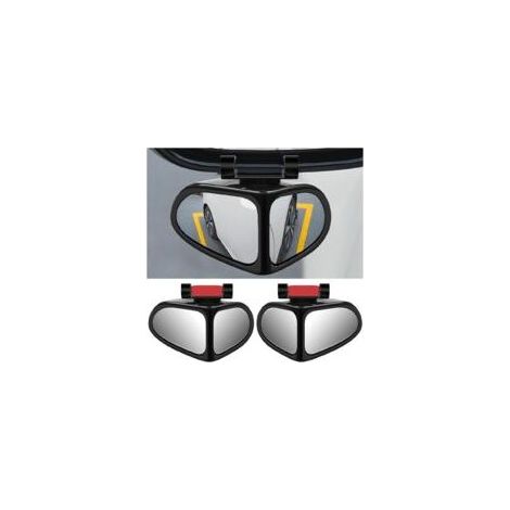 2Pcs Miroir D'angle Mort 2 en 1 pour Voiture, 360 Degrés de Rotation Réglable Grand Angle Rétroviseur, Rétroviseur HD Auxiliaire de Voiture Universel pour Véhicule Camion SUV(Noir)