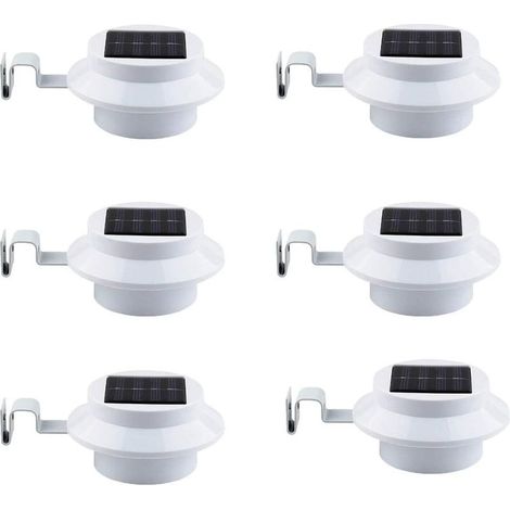 6Pcs Extérieure Solaire Gouttière Lumières Smart LED Night Light pour Yard Allée Pelouse Pathway (Blanc) (1/4)