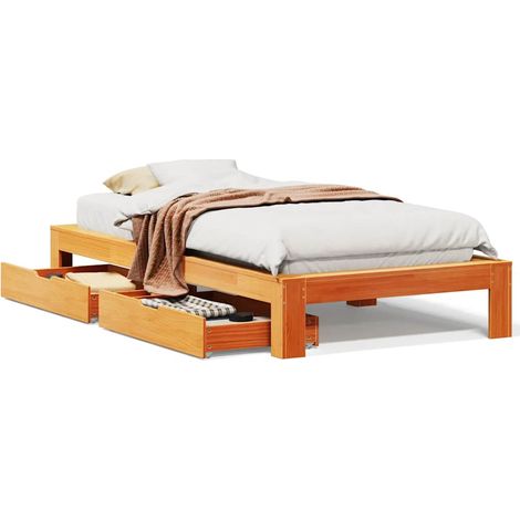 Maison Exclusive - Massivholzbett ohne Matratze Wachsbraun 100x20