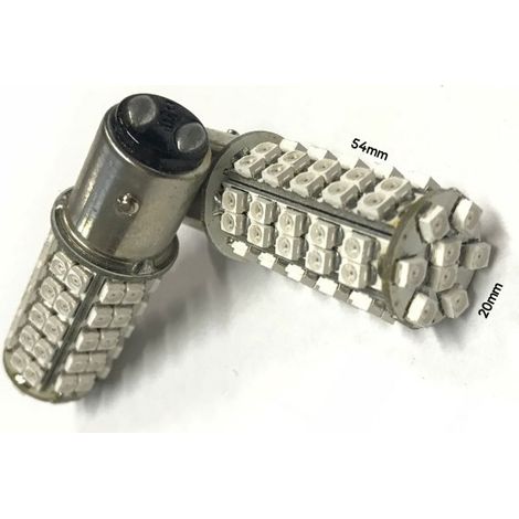 Coppia 2 Lampade Led BAY15D 1157 P21/5W Con 68 Smd 3528 Colore Giallo Arancione 12V 2W