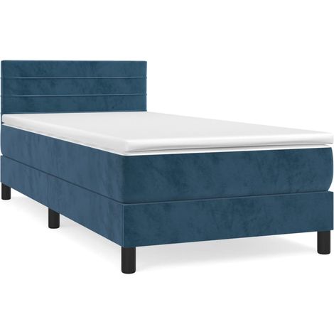 Sommier à lattes de lit avec matelas Bleu foncé 90x190 (1/5)