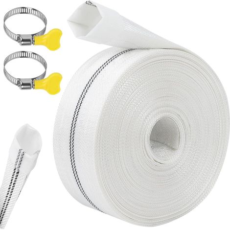 Tuyau Refoulement 1 1/2" Tuyau Plat Tuyau En Tissu 38mm 10m Avec 2 Clips pour Pompes à Eau Submersibles Et Autres Bassin De Drainage Irrigation De Jardin Bain à Remous Piscine Ou Puisard (1/5)