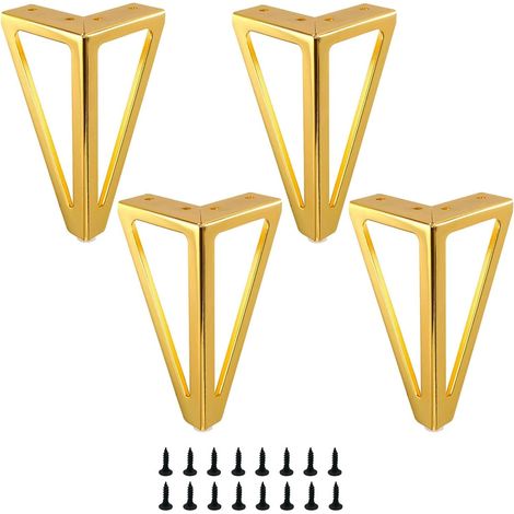 Set of 4 interchangeable black and gold metal table legs (15 cm), compatible with coffee tables, TVs, sofas, beds, etc. Screws included. (1/5)