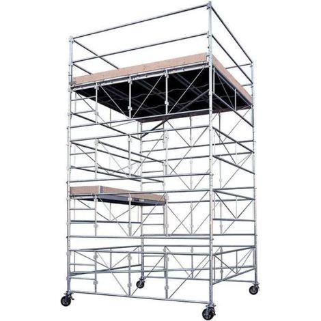 Duarib – Échafaudage roulant acier 5,4m – Hauteur de travail max 5,40m – Charge max 500kg – Structure modulaire pour chantiers humides (1/3)