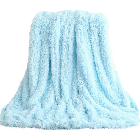 Couverture de store en velours double face unie WSBDENLK, idéale pour la décoration de canapés-lits, douce et confortable, peut être utilisée comme couverture latérale ou de pied de lit, blanche. (1/2)