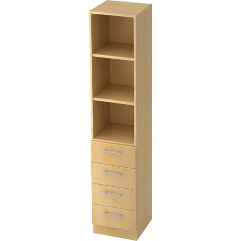 bümö office Schubladen Kombi - 4 Schübe   Ahorn     Relinggriff