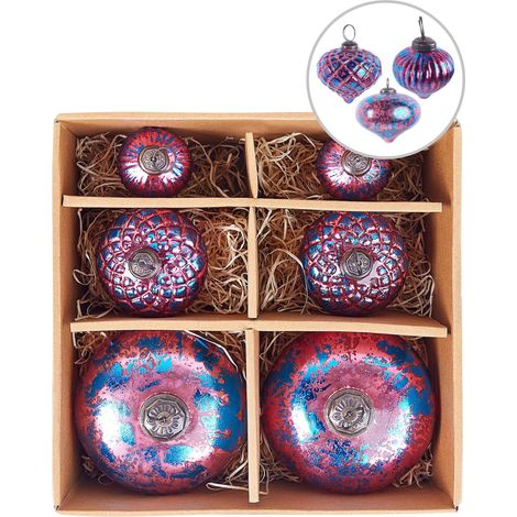 Set of 6 Baubles ASTRALE Glass Pink (1/5)