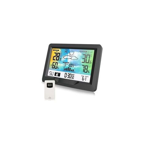 Station Météo sans Fil, Station Météo Radio avec Capteur Extérieur, Station Météo Radio Multifonction avec Humidité, Baromètre, Hygromètre, Prévisions Météo (1/4)