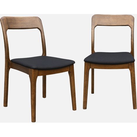 Silla vintage de madera de caucho y tela, set de 2 (1/5)