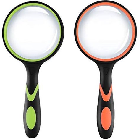 Lente d'ingrandimento 10x, adatta a bambini e anziani - Impugnatura antiscivolo da 75 mm - robusta e resistente, ideale per leggere, per hobby e per ispezioni.