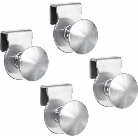 Glastürgriffe, 4er-Set, Edelstahl, kein Bohren erforderlich, geeignet für Türen mit einer Stärke von 5 bis 8 mm (1/5)