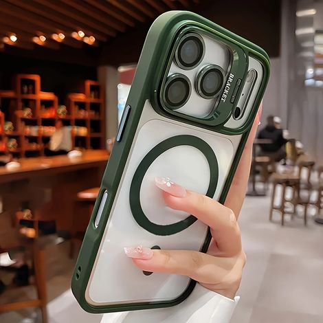 Étui de protection magnétique MagSafe pour iPhone 11 (vert militaire), avec support pour objectif. (1/3)