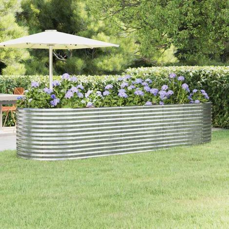 Lit surélevé de jardin-Jardinière surélevée-Bac de jardin surélevé Acier galvanisé Argenté 421483 (1/5)