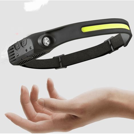 Lampe frontale à LED, lampe frontale rechargeable par USB, 500 lumens, détecteur de mouvement COB LED, 1 modes d'éclairage,IPX4 étanche pour enfants, adultes, course, camping, pêche, chasse--lumière b