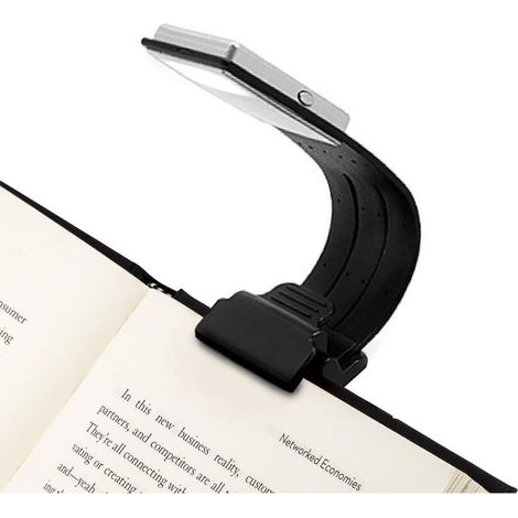 Lampe de lecture à pince, rechargeable par USB, intensité variable 3000K-5000K, marque-page fin, idéale pour la lecture au lit avec Kindle (Noir) (Noir classique) (1/5)