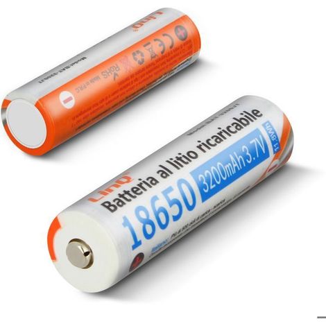 2 Piles 18650 Lithium 3200mAh 3.7V Rechargeable Tête Standard 3200JT LinQ Orange (1/4)
