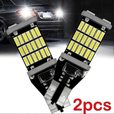 Lot de 2 ampoules LED blanches T15 W16W 921 912 T16 902 haute puissance 45 SMD 4014 LED ultra-lumineuses 1200 lm pour feux de recul de voiture (1/5)