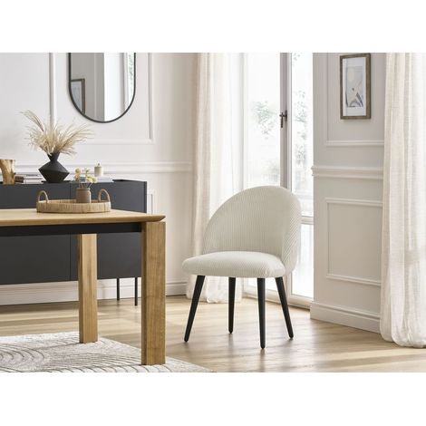 BOBOCHIC - Chaise LALIE tissu velours côtelé et pieds scandinaves noirs Beige (1/5)