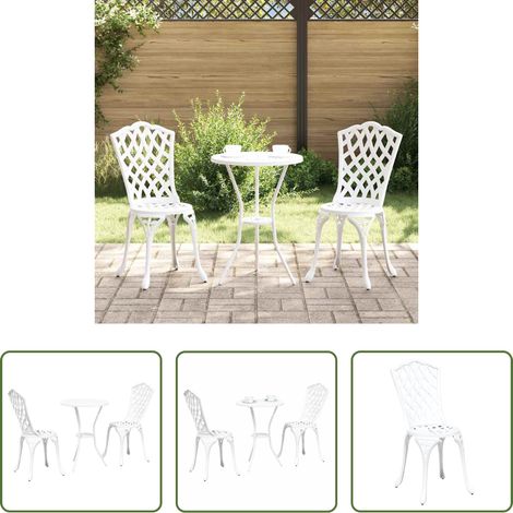 Meubles extérieurs -  Ensemble bistro de jardin 3 pcs Blanc Aluminium (1/5)