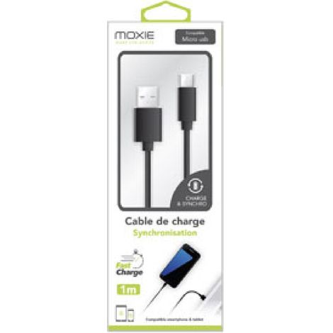 Cable de charge micro USB 2.0 1m - Noir - Moxie