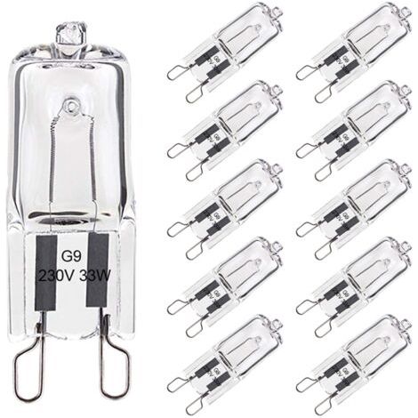 Lot de 10 Ampoule G9 33W Blanc Chaud, Halogène G9 Pour Four Tolérance de 300°C, G9 Ampoules Capsule Filament 420LM 230V (1/5)