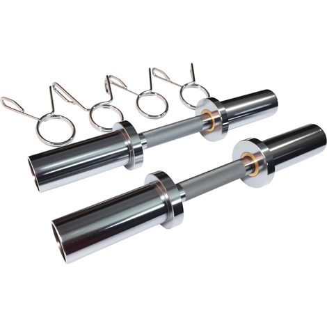 Lot de 2 barres d'haltères olympiques - Compatibles avec des disques de 5,1 cm - Idéal pour la salle de sport à la maison - Barres de poids avec 2 paires de colliers à ressort (1/5)