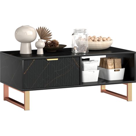 Elegant Marble Effect Storage Coffee Table - Black (1/5)