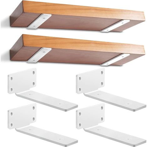 Lot de 4 Supports étagère, Métal robuste, 20cm, Fixation murale invisible, Pour cuisine salon bureau (1/5)
