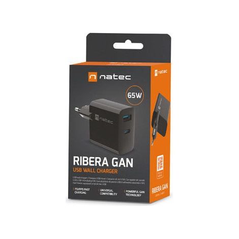 NATEC NUC-2145 cargador de dispositivo móvil Universal Negro Corriente alterna Carga rápida Interior