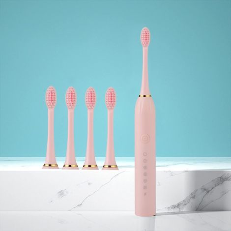 Electric toothbrush, electric toothbrush with 4 brush heads, smart electric toothbrush with 6 speeds and timer, rechargeable IP7 electric toothbrush - AquaForge (1/5)