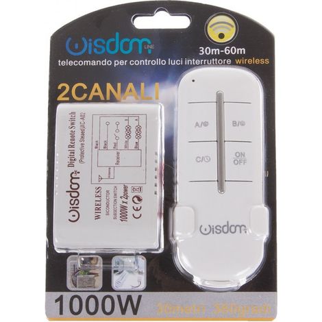 Wisdom - Centralina 2 Canali + Telecomando Wireless Wisdom Per Controllo Luci Led 1000wx2 - (1/2)